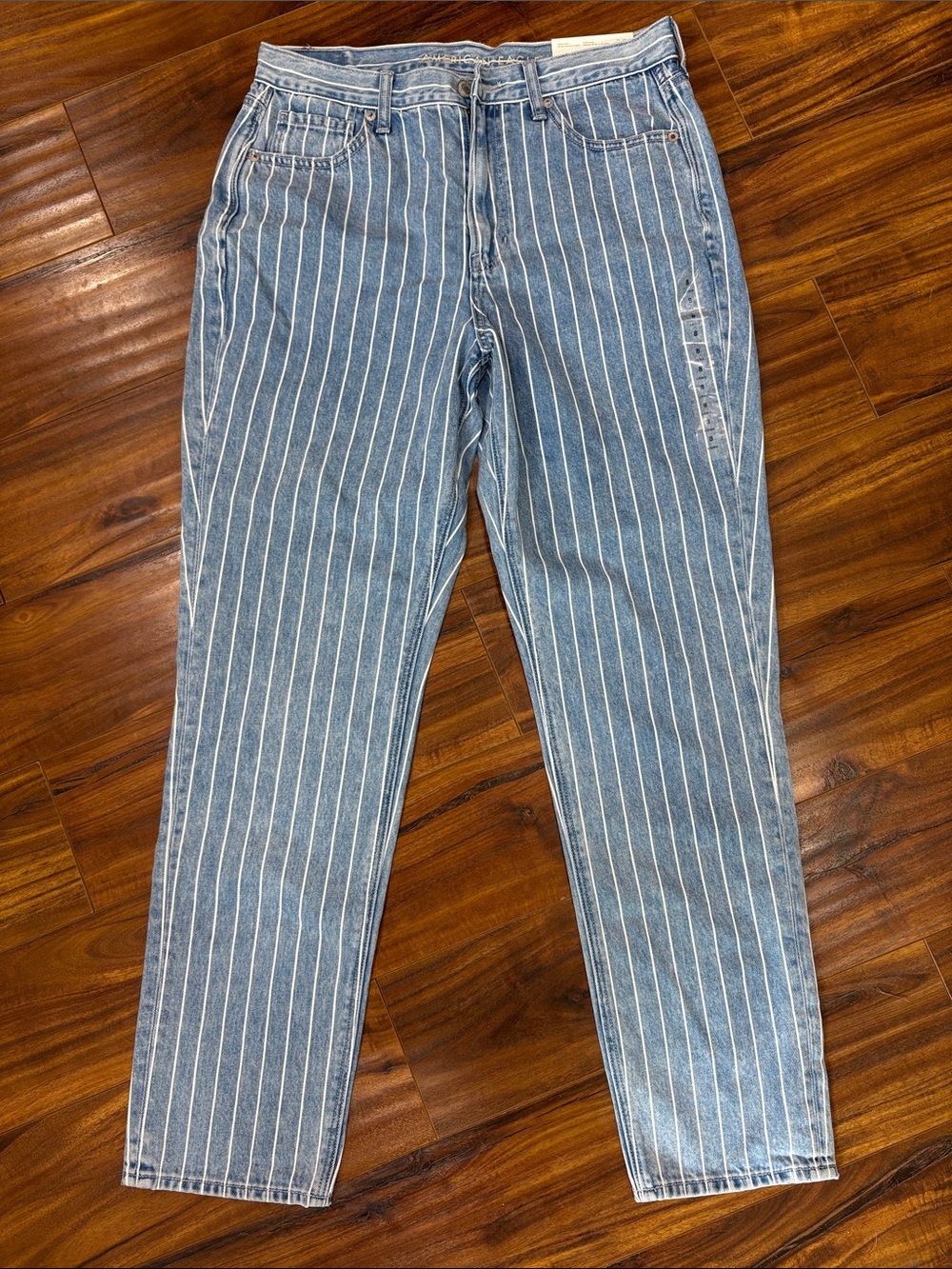 American Eagle Outfitters High-Rise Blue Pinstripe Jeans